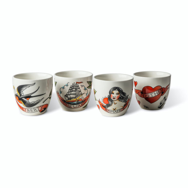 4 MUGS TATTOOS COLLAB ENTRE LE TATTOUEUR ROBERT AALBERS & POLS POTTEN