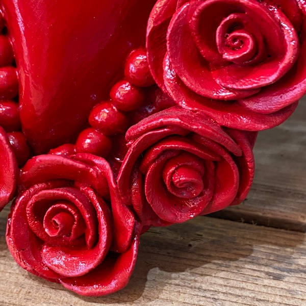 COEUR EX VOTO ROSES ROUGES CUORE DI ARGILLA 7813