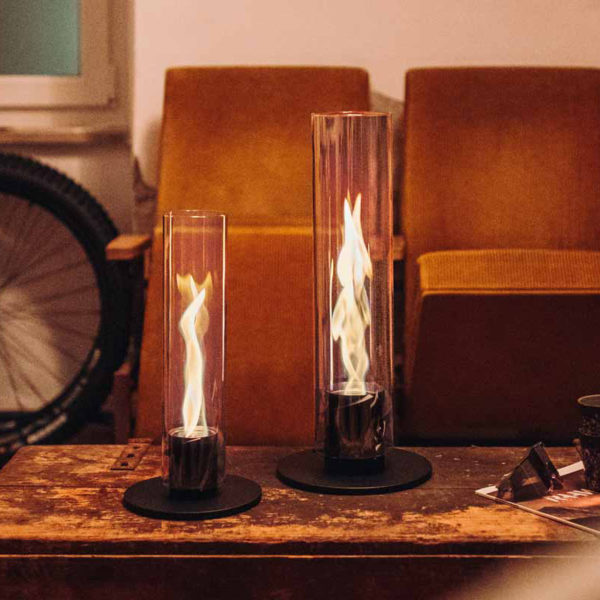 Feu de table Spin Höfats Lampe de table design au bioéthanol avec feu