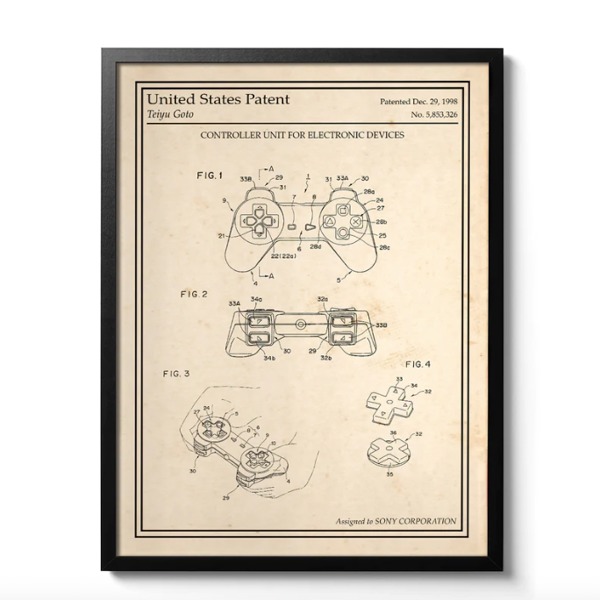 AFFICHE MANETTE DE PLAYSTATION BREVET 1998 - ATELIER MALHCO