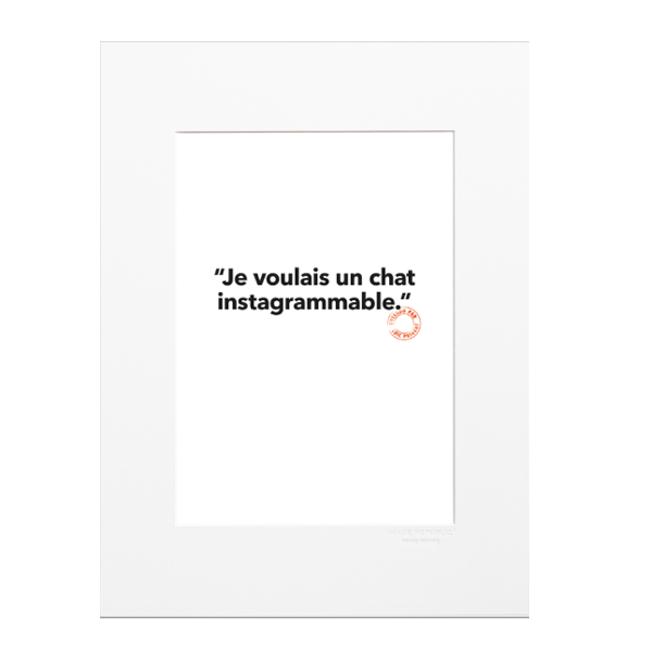 AFFICHE "JE VOULAIS UN CHAT INSTAGRAMMABLE" PAR LOIC PRIGENT - IMAGE REPUBLIC