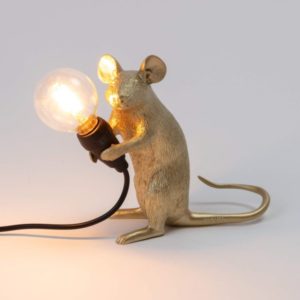 LAMPE SOURIS "MOUSE" ASSISE GOLD - SELETTI