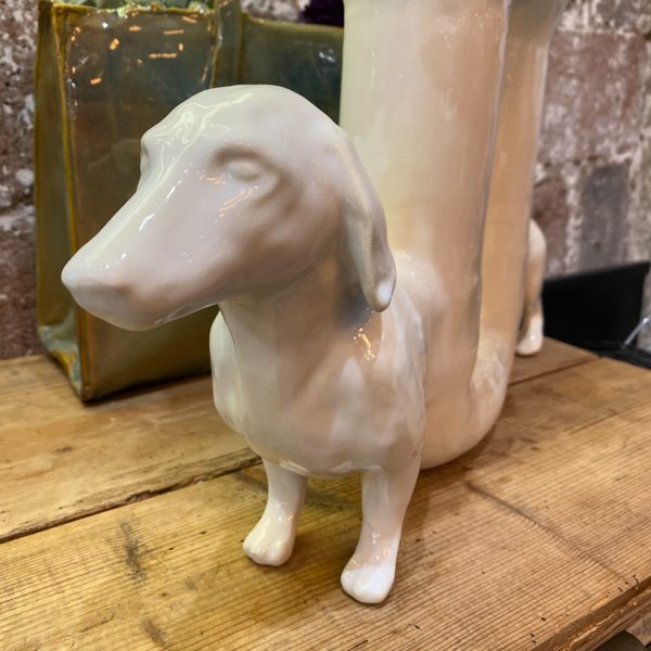 VASE CRUSOE CERAMIQUE CHIEN DOG TECKEL SAUCISSE BELLO 1118