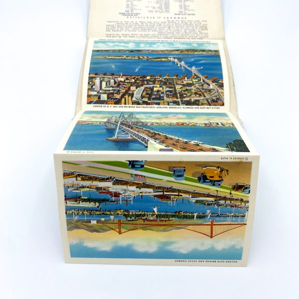 SOUVENIR FOLDER OF BRIDGES SAN FRANCISCO BAY CARNET CARTES POSTALES VINTAGE USA 1574