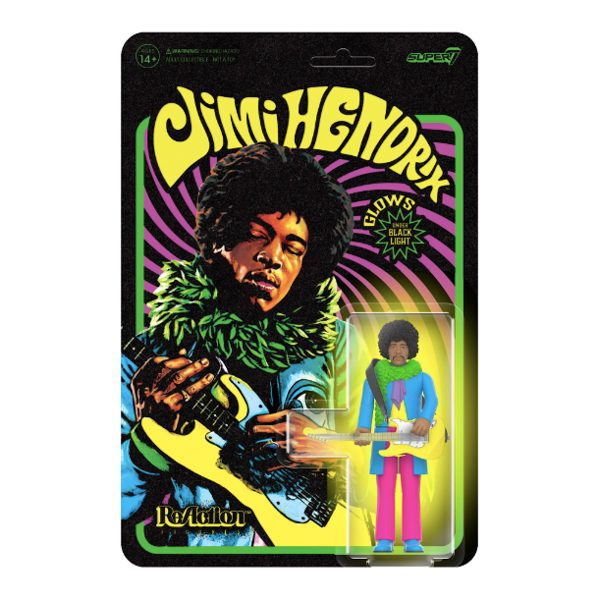 JIMY HENDRIX BLACKLIGHT REACTION FIGURES - SUPER7