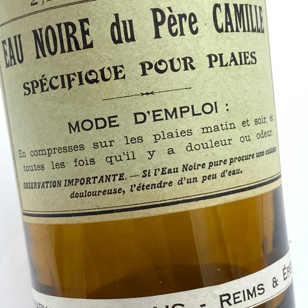 FLACON DAPOTHICAIRE EAU NOIRE DU PERE CAMILLE VINTAGE PHARMACIE HINGLAIS WEINMANN 3465