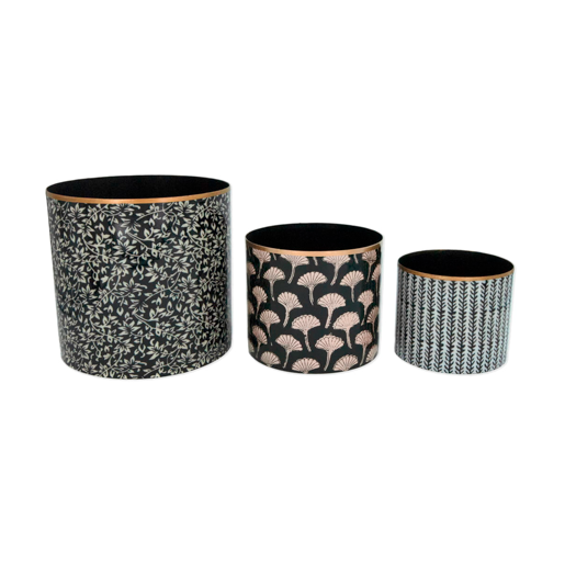 SET DE3 CACHE POTS NOIR ET BLANC BONCOEURS