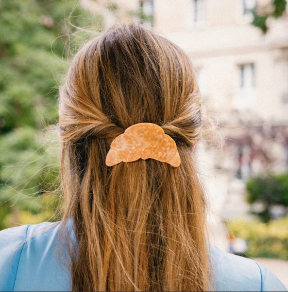 FRENCH BARRETTE A CHEVEUX CROISSANT PETIT DEJEUNER HUMOUR COUCOU SUZETTE 51