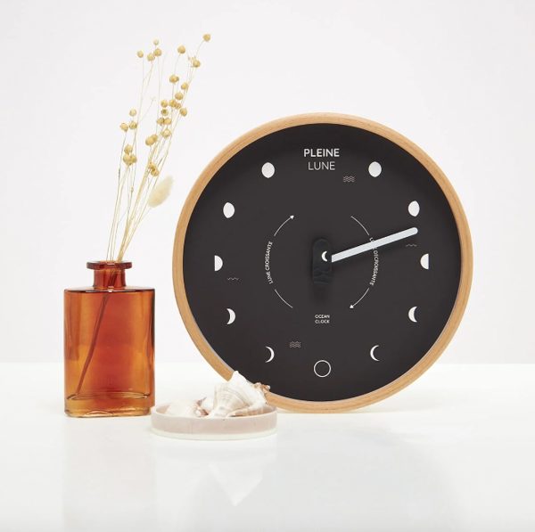 HORLOGE LUNAIRE EN BOIS "BLACK" - OCEAN CLOCK