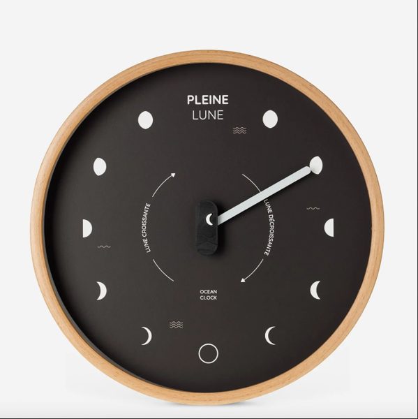 HORLOGE LUNAIRE EN BOIS "BLACK" - OCEAN CLOCK