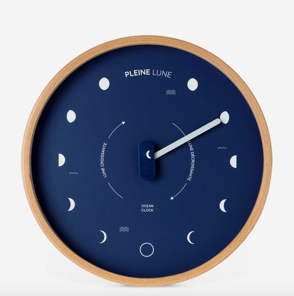 HORLOGE LUNAIRE EN BOIS "MARINE" - OCEAN CLOCK