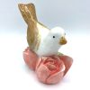 OISEAU BLANC SUR TULIPE ROSE EN CERAMIQUE - MEANDER