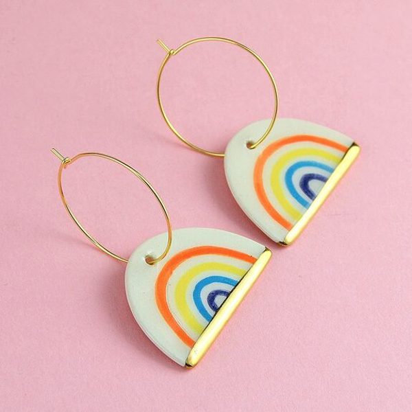 BOUCLES D'OREILLES CREOLES ARC-EN-CIEL "RAINBOW" - GRUNI CERAMICA