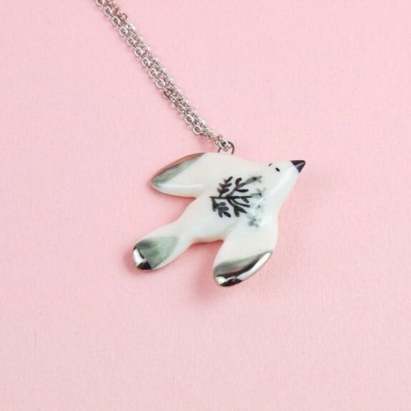 COLLIER PENDENTIF MOUETTE "SEAGULL" - GRUNI CERAMICA