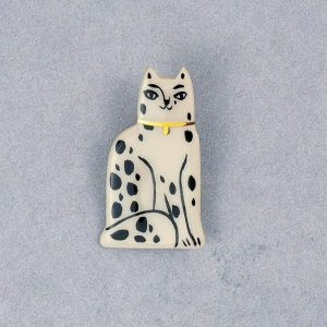 PIN'S CHAT TACHETÉ NOIR ET BLANC - GRUNI CERAMICA