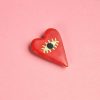 PIN'S COEUR ROUGE "I SEE WITH MY HEART" - GRUNI CERAMICA