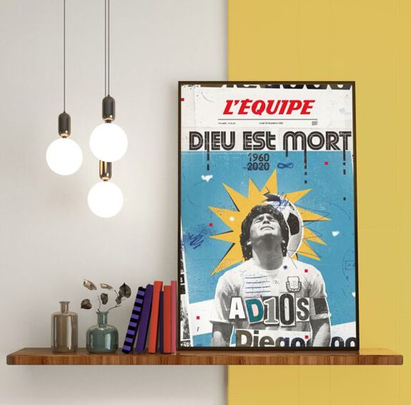 LEQUIPE AFFICHE DIGIGRAPHIE MARADONA PLAKAT FOOT FOOTBALL SPORT 820