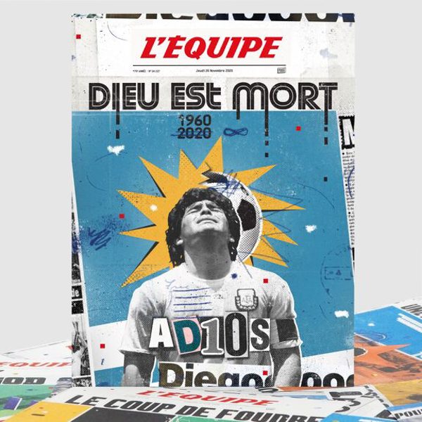 L'ÉQUIPE - AFFICHE DIGIGRAPHIE MARADONA - PLAKAT