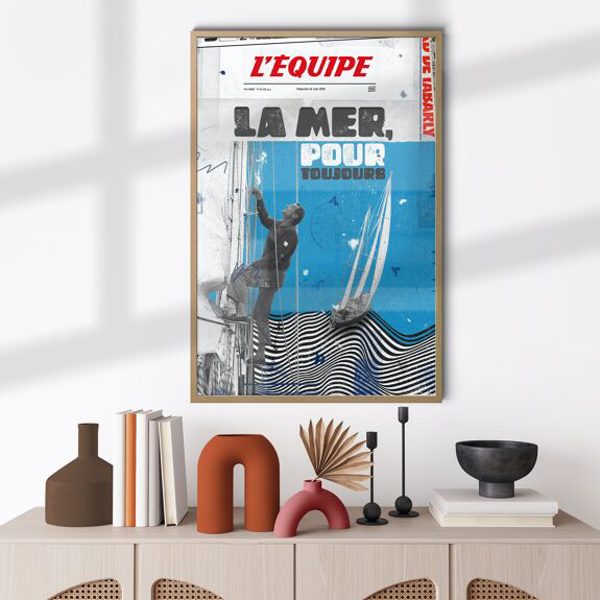 LEQUIPE AFFICHE DIGIGRAPHIE TABARLY PLAKAT MER SPORT 1015