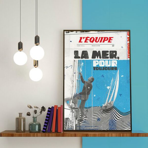 LEQUIPE AFFICHE DIGIGRAPHIE TABARLY PLAKAT MER SPORT 63