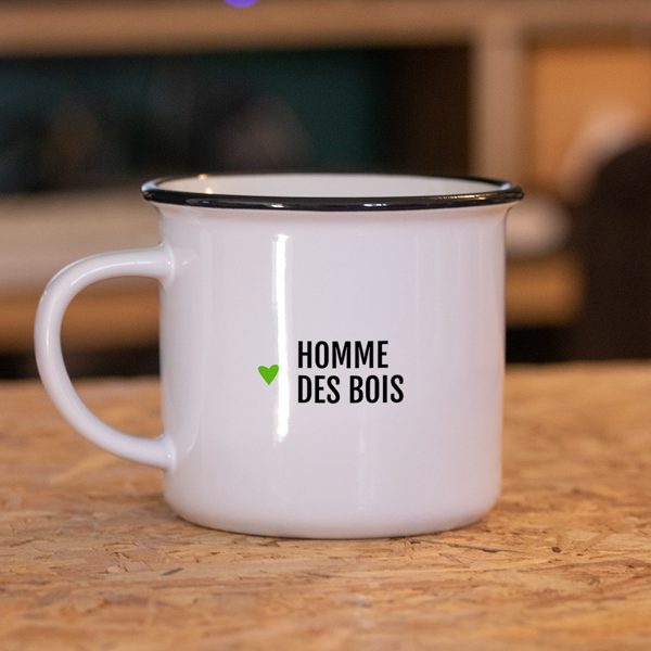 MUG EN METAL EMAILLÉ "HOMME DES BOIS" - BIBICHE FAIS SON CIRQUE