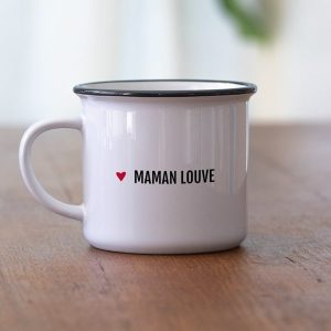 MUG EN METAL EMAILLÉ "MAMAN LOUVE" - BIBICHE FAIS SON CIRQUE