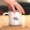 MUG EN METAL EMAILLÉ "SALUT PÉTASSE" - BIBICHE FAIS SON CIRQUE