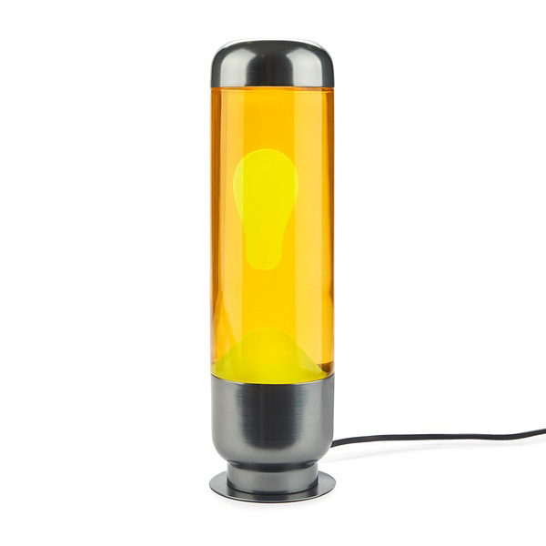 LAMPE LAVA CAPSULE ORANGE/JAUNE ET ALUMINIUM