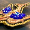 BROCHE HIRONDELLE AUX PERLES BLEUES LOUNIN 0801