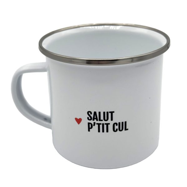 MUG EN METAL EMAILLÉ "SALUT PTIT CUL" - BIBICHE FAIT SON CIRQUE